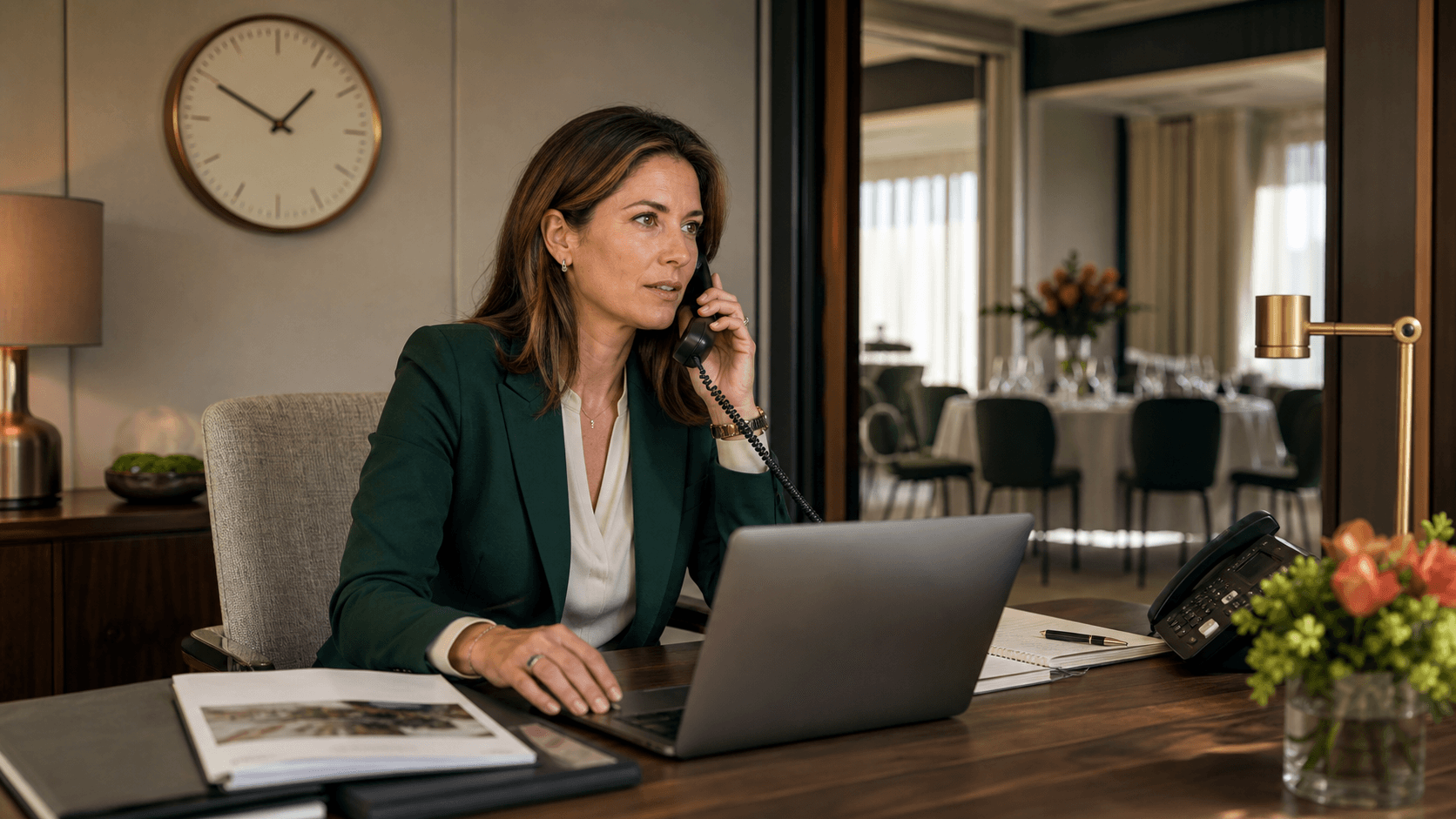 Hotel sales manager following up on an event proposal by phone