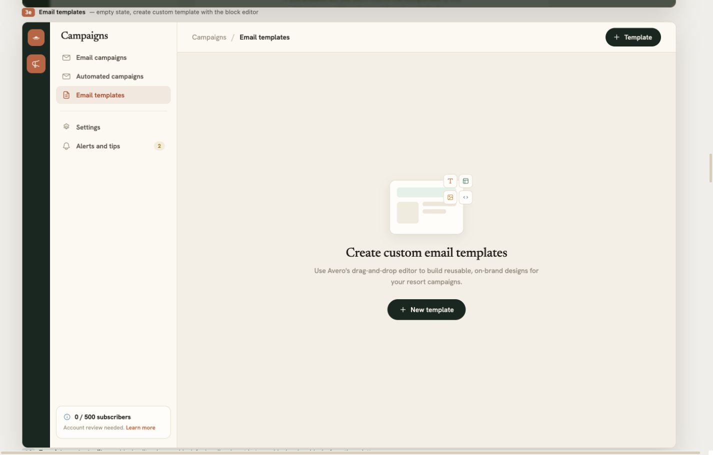 Reusable email templates in Avero Campaigns